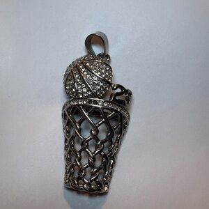 Stainles steel Crystal Basketball & Net Pendant Necklace Charm